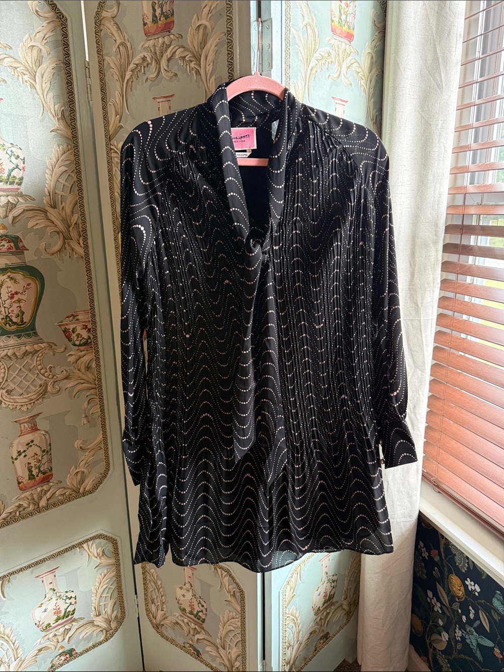 kate spade Black Wave Dot Tie-Neck Blouse